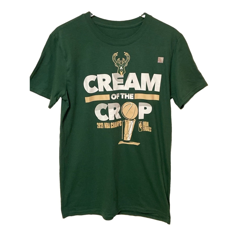 Milwaukee Bucks 2021 NBA Champs Cream of the Crop T Shirt Green Men's Medium